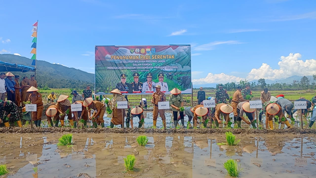 Kodim 0417/Kerinci Gelar Penanaman Padi Serentak di Dua Lokasi